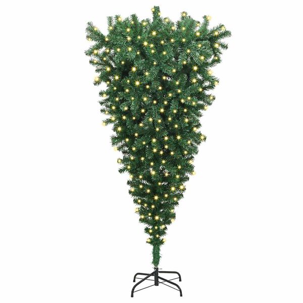 vidaXL Upside-down Artificial Pre-lit Christmas Tree Green 180 cm PVC