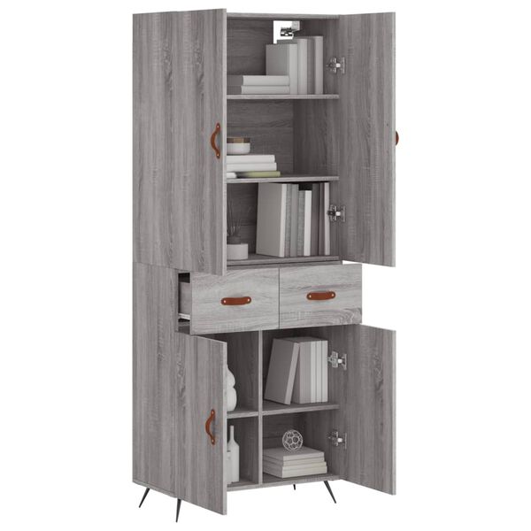 vidaXL Highboard Grey Sonoma 69.5x34x180 cm Engineered Wood