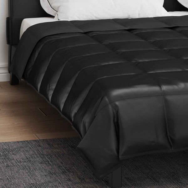 vidaXL Summer Duvet Black 220 x 240 cm Satin and Microfiber