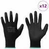 vidaXL Work Gloves 12 pcs Black 11 / XXL Polyester