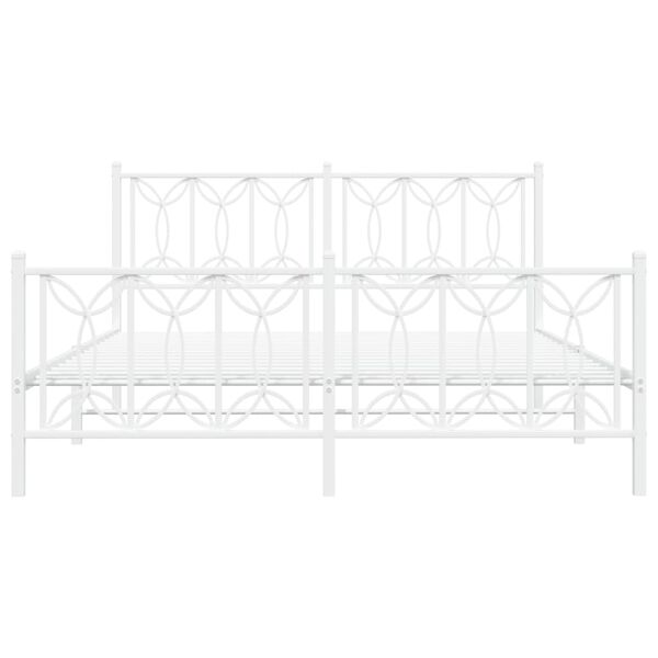 vidaXL Metal Bed Frame without Mattress with Footboard White 160x200cm