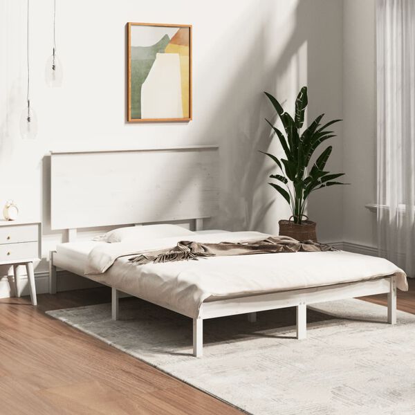 vidaXL Bed Frame without Mattress White 120x200 cm Solid Wood Pine