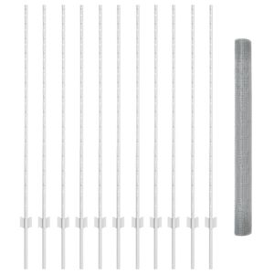 vidaXL Welded Wire Fence with Posts 25 x 1.4 m Galvanised Steel Silver