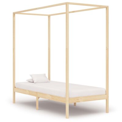 vidaXL Canopy Bed Frame Solid Pine Wood 90x200 cm