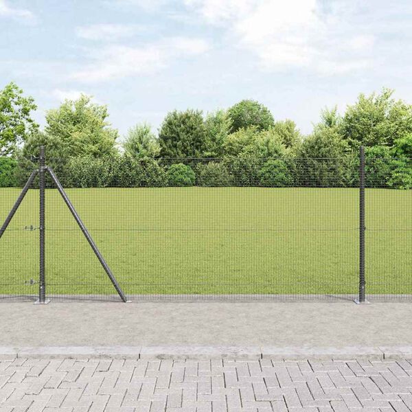 vidaXL Fence Post Grey 10 x 0.8 m (16 x 16 mm mesh) Steel and PVC