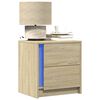 vidaXL Bedside Cabinet with LED Lights Sonoma Oak Engineered Wood
