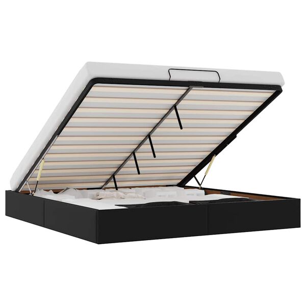 vidaXL Ottoman Bed Frame without Mattress Black Super King Faux Leather