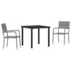 vidaXL Garden Dining Set with Cushion 3 pcs Grey Poly Rattan