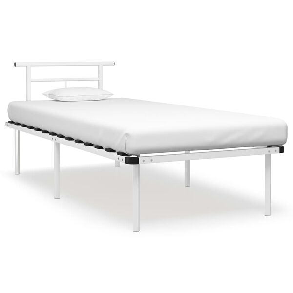 vidaXL Bed Frame without Mattress without Mattress White Metal 90x200cm