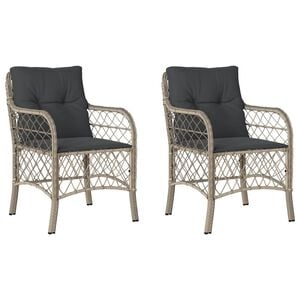 vidaXL Garden Chair | Set of 2 | Light Grey | PE rattan, powder-coated steel