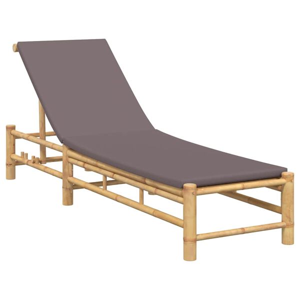 vidaXL Sun Lounger with Cushions 55x199x30 cm Bamboo