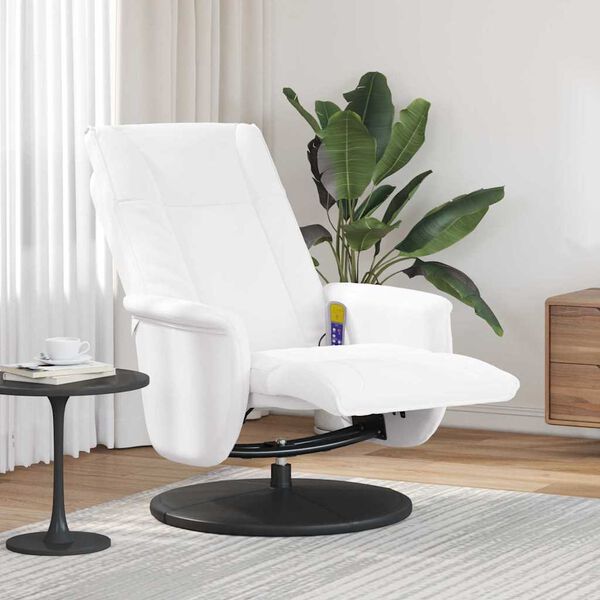 vidaXL Massage Recliner Chair White 71 x 90 x 105 cm PVC
