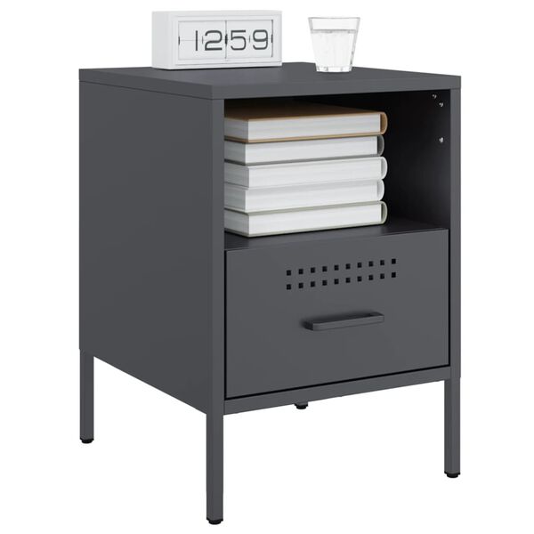 vidaXL Bedside Cabinet Anthracite 36x39x50.5 cm Steel
