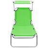 vidaXL Folding Sun Lounger with Canopy Green Aluminium