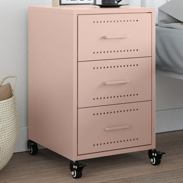 vidaXL Bedside Cabinet Pink 36x39x59 cm Steel