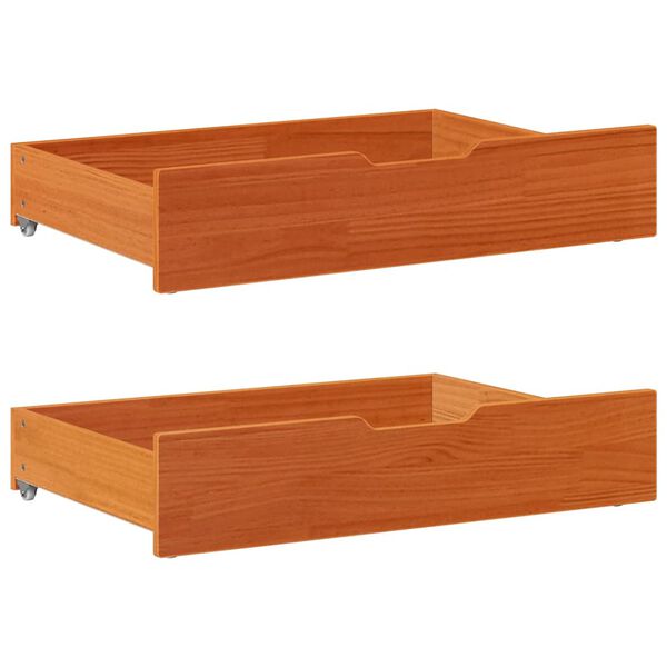 vidaXL Under-Bed Drawers 2 pcs Wax Brown 80x55x17 cm Solid Wood Pine