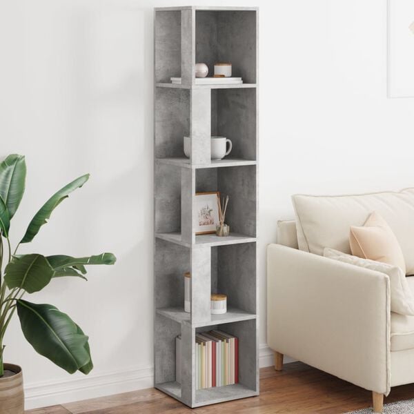 vidaXL Corner Cabinet Concrete Grey 33x33x164.5 cm Engineered Wood