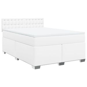 vidaXL Box Spring Bed with Mattress White 160x200 cm Faux Leather