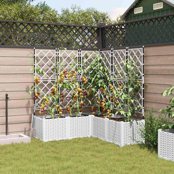 vidaXL Garden Planter 5 pcs White 120 x 120 x 143 cm Steel