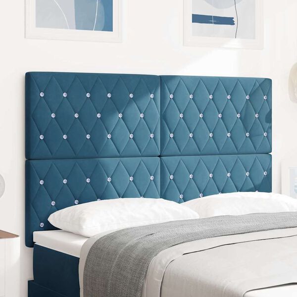 vidaXL Headboard with Headboard Dark Blue 160 cm Faux Leather