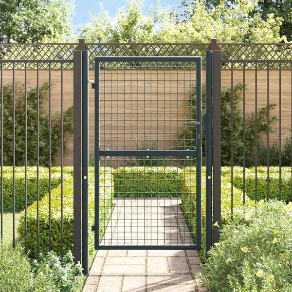 vidaXL Mesh Garden Gate Galvanised Steel 100x150 cm Grey