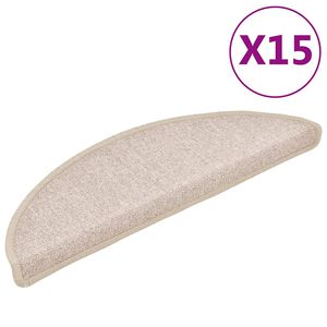 vidaXL Stair mats 15 pcs 56 x 17 x 3 cm Non-Slip Taupe