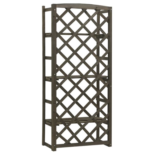 vidaXL Garden Trellis Planter with Shelves Grey 60x30x140 cm Solid Firwood