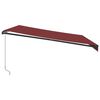 vidaXL Manual Retractable Awning with LEDs Burgundy 450x300 cm