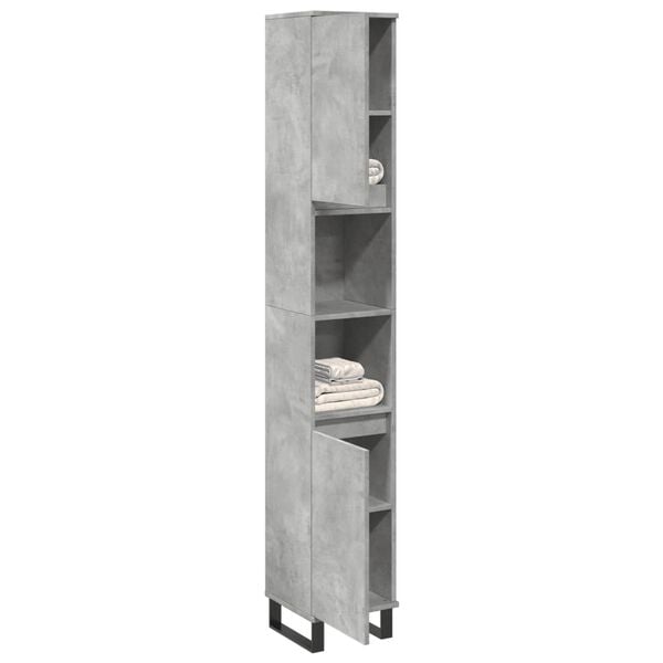 vidaXL Bathroom Cabinet Concrete Grey 30x30x190 cm Engineered Wood