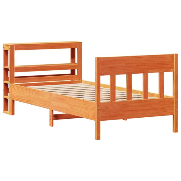 vidaXL Bed Frame without Mattress Wax Brown 90x200 cm Solid Wood Pine
