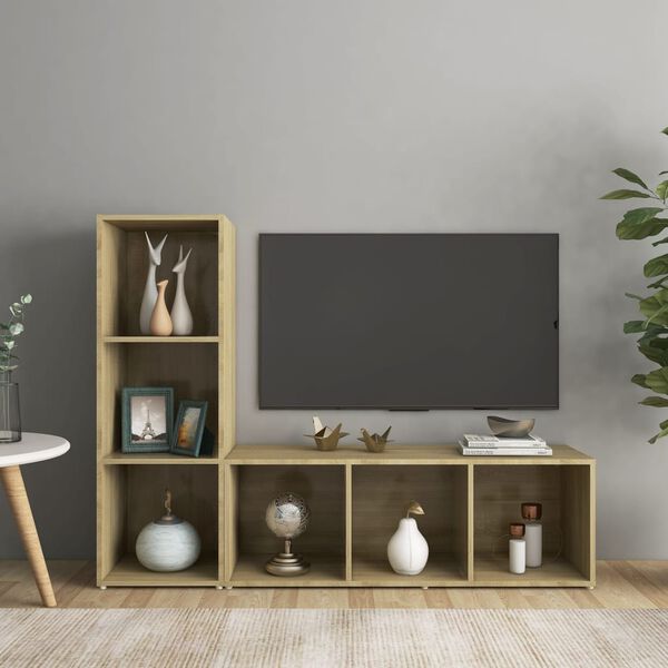 vidaXL TV Cabinets 2 pcs Sonoma Oak 107x35x37 cm Engineered Wood