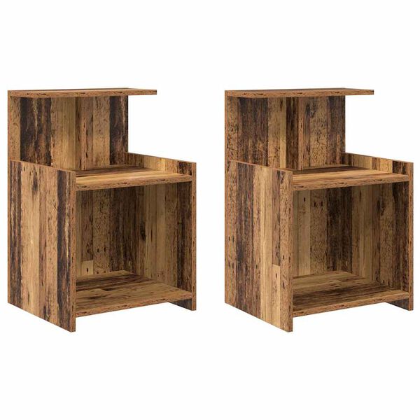 vidaXL Bedside Cabinet 2 pcs Old Wood 40 x 35 x 60 cm Engineered Wood