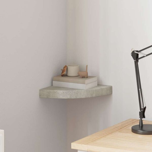 vidaXL Wall Corner Shelf Concrete Grey 25x25x3.8 cm MDF