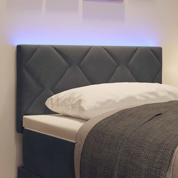 vidaXL LED Headboard with Headboard Dark Grey 80 cm Faux Leather