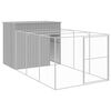 vidaXL Dog House with Run Light Grey 214x457x181 cm Galvanised Steel