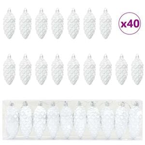 vidaXL Christmas Pine Cone Ball 40 pcs White