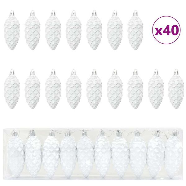 vidaXL Christmas Pine Cone Ball 40 pcs White