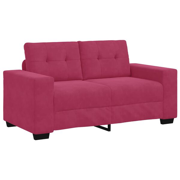 vidaXL Sofa 2 pcs Wine Red Fabric