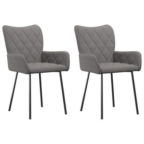 vidaXL Dining Chairs 2 pcs Light Grey Fabric