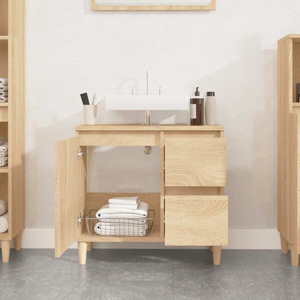 vidaXL Bathroom Cabinet Sonoma Oak 65x33x60 cm Engineered Wood