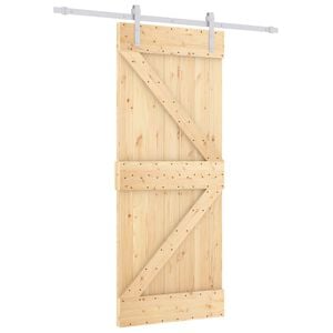 vidaXL Sliding Door Natural and White 85 x 210 cm Solid Pine Wood
