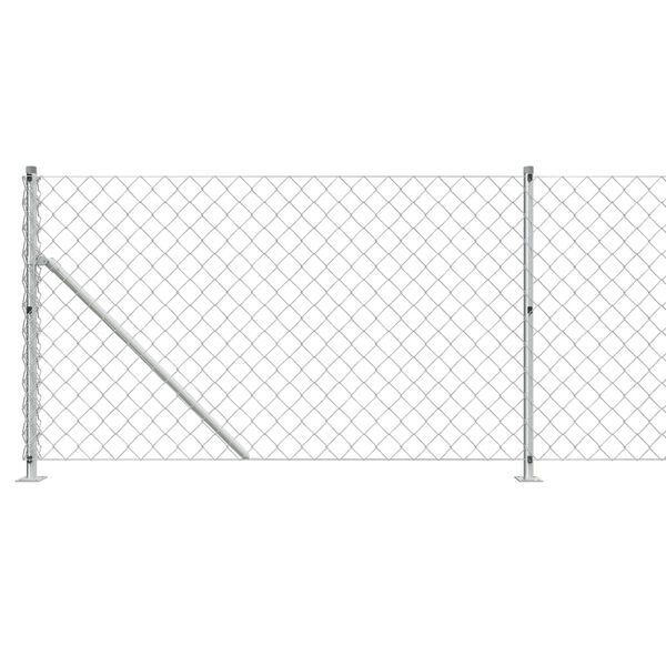 vidaXL Chain Link Fence with Flange Silver 0.8x10 m