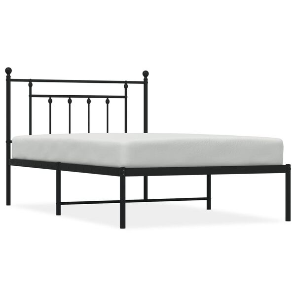 vidaXL Metal Bed Frame without Mattress with Headboard Black 107x203cm