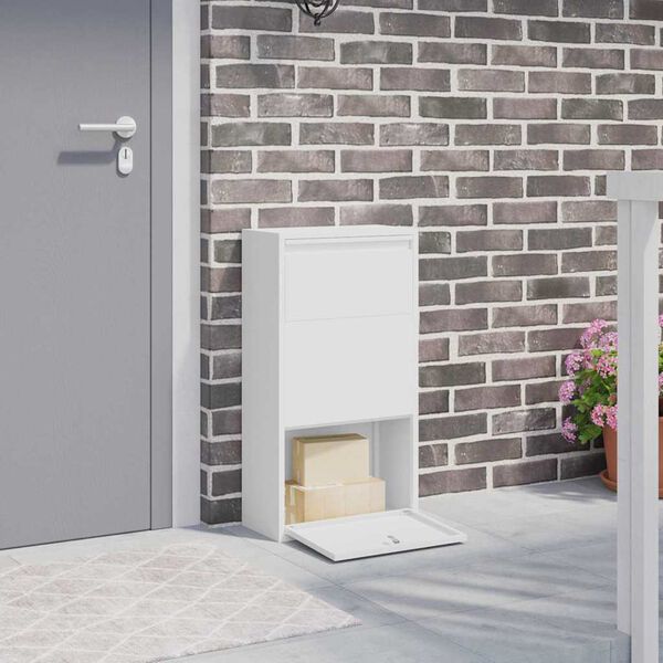vidaXL Parcel Drop Box with Storage White 44 x 22 x 82 cm Steel