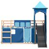 vidaXL Bunk Bed without Mattress with Slide and Curtains Blue 90x190 cm Single
