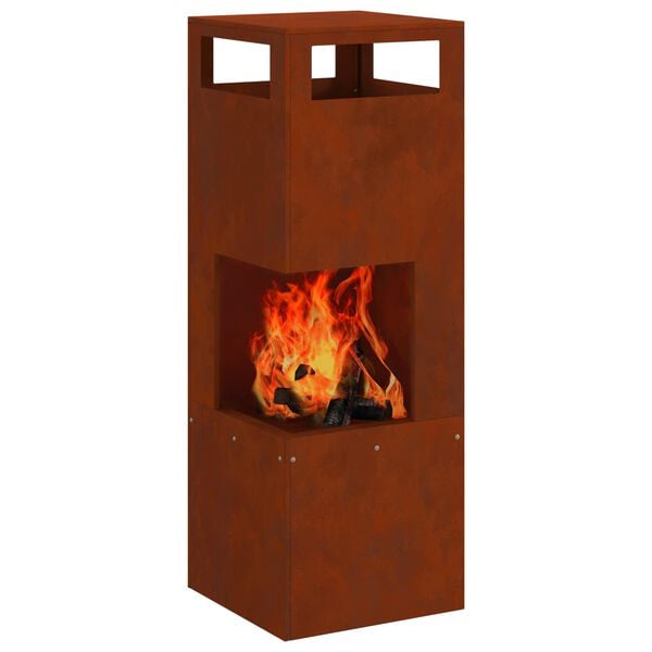 vidaXL Fire Pit Brown 35 x 35 x 100 cm Steel