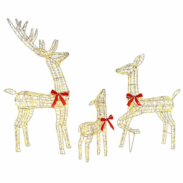 vidaXL Reindeer Family 3 pcs Warm white 67 x 26 x 127 cm PET