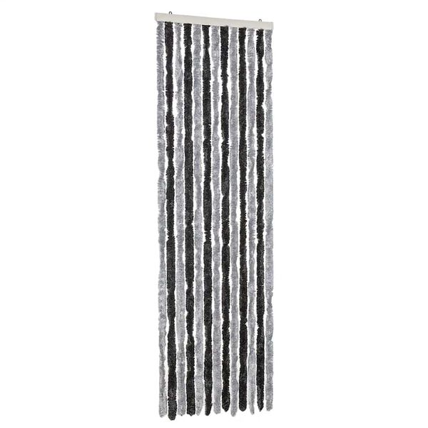 vidaXL Fly Curtain Grey and Black 56x200 cm Chenille