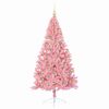 vidaXL Artificial Pre-lit Christmas Tree with 300 LEDs Pink 180 cm PVC
