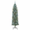 vidaXL Artificial Slim Christmas Tree Green and White 210 cm